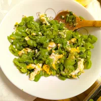 4/12の夕食　ほうれん草の卵とじ|卯月さん