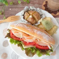 サラダチキン&ハニーマスタードソースのサンドイッチ|ゆずぽんさん