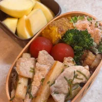 娘お弁当（豚肉と長芋のポン酢炒め）|takezooさん