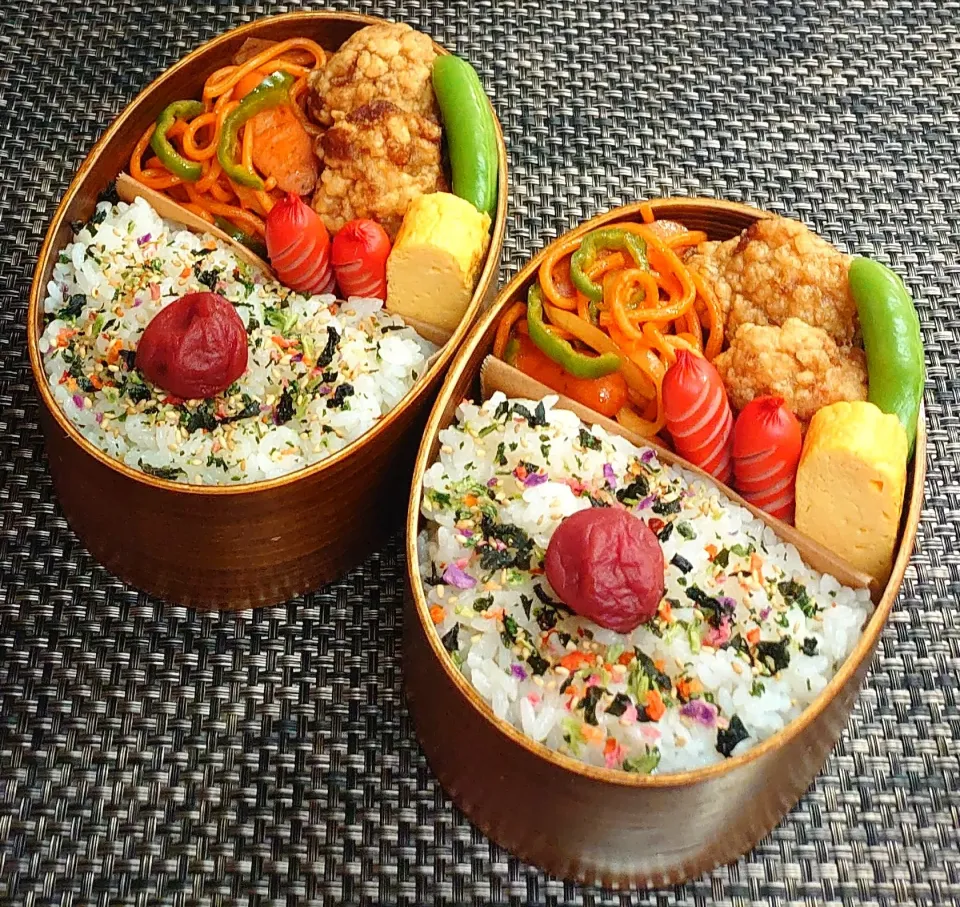 母とムスコのラブラブおソロ♪モリモリナポリタンのダブル炭水化物弁当|からあげビールさん