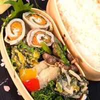 本日のお弁当〜豚バラの野菜ロール弁当　春色バージョン|f.1125beさん