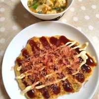 関西風お好み焼き、麻婆豆腐夜ごはん(雑穀ご飯も炊き中)| m.rafuさん
