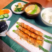 【主菜】豚アスパラの照り焼き|シュビラさん