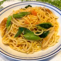 九条ねぎと明太子のスパゲッティ|きゃずさん