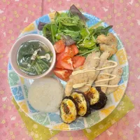 焼きチキンカツ🍀のワンプレート夜ごはん💙　4/13月| sweet homeさん