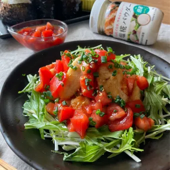 Snapdishの人気料理写真:鶏むね☆トマトポン酢だれ