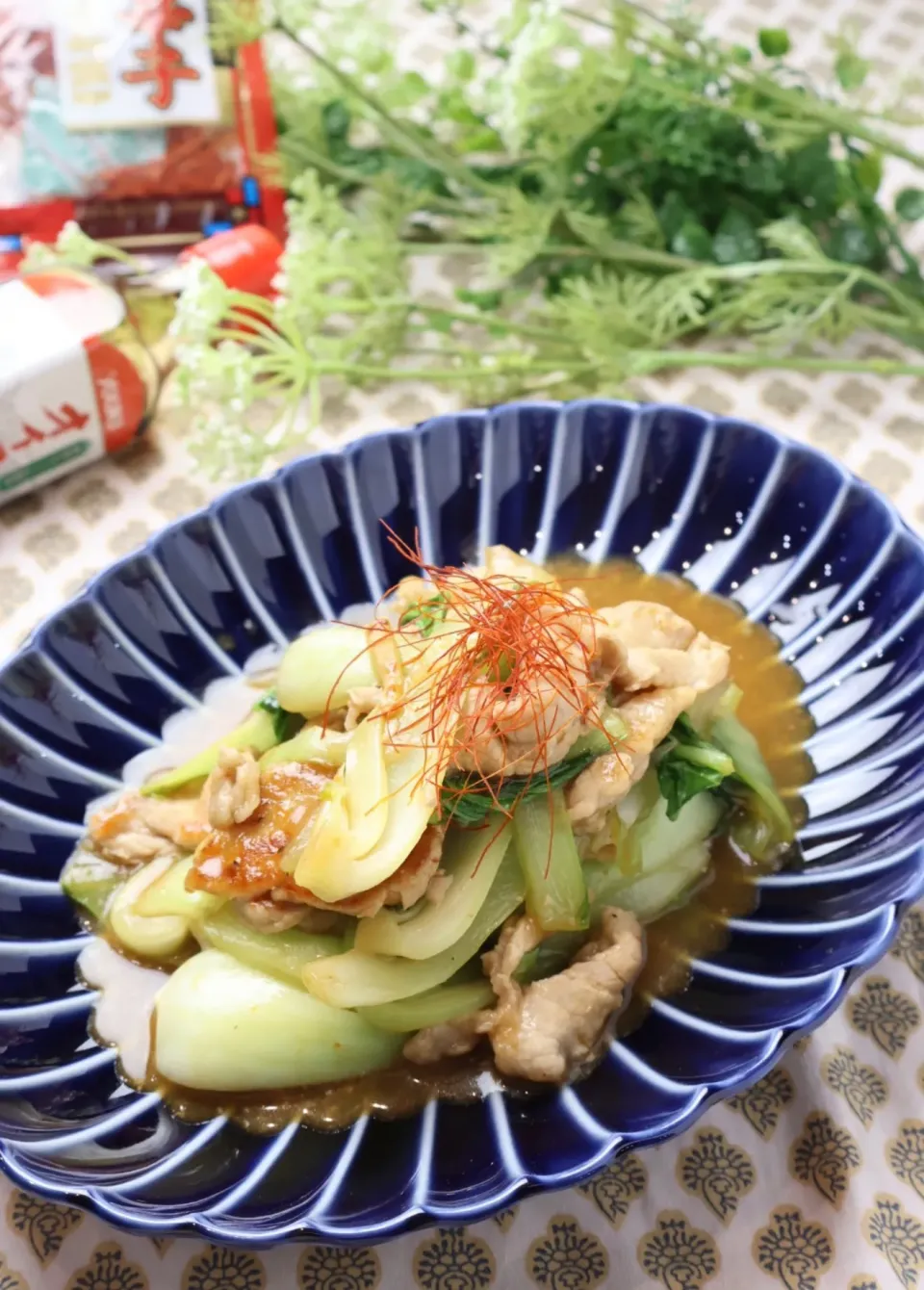 豚肉とチンゲン菜のピリ辛炒め|めいめいさん