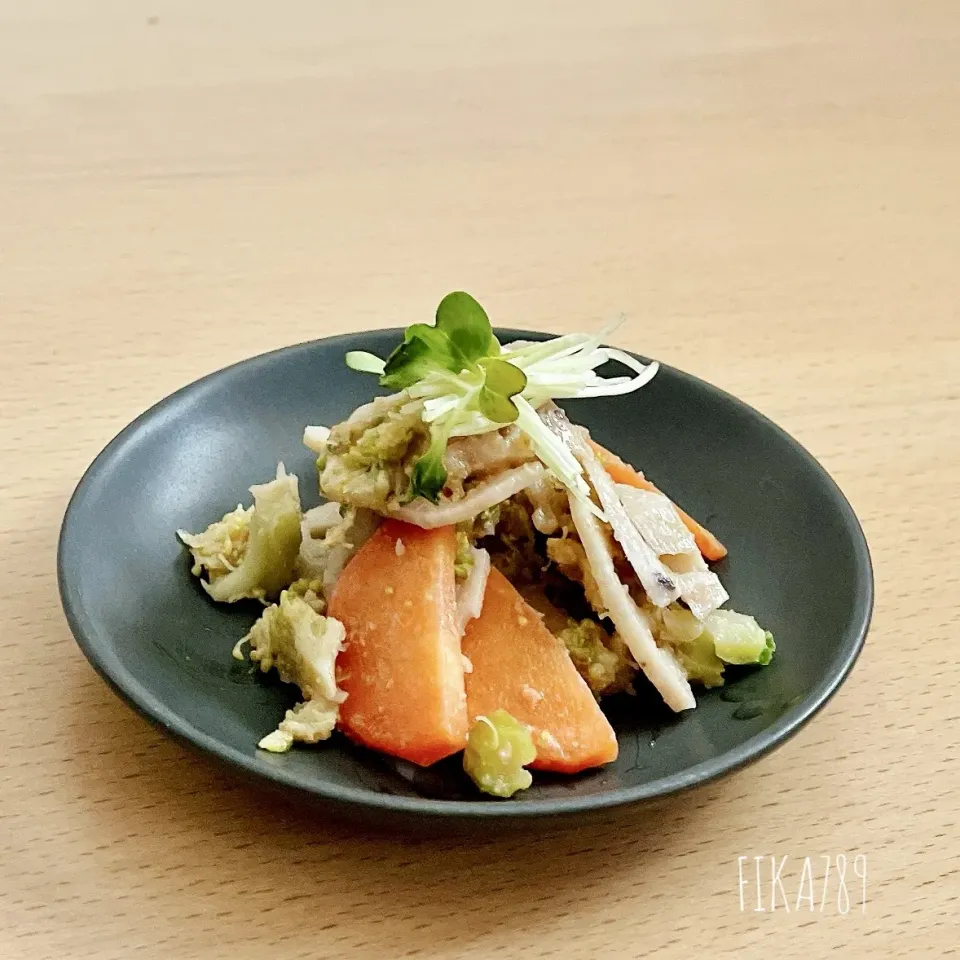 シャキほく×コクうま。野菜が主役のたらこマヨ和え|FIKA789さん