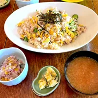 晩ごはん♯鯖の混ぜ寿司♯鎌倉野菜のリコッタチーズ和え♯ポテトサラダ