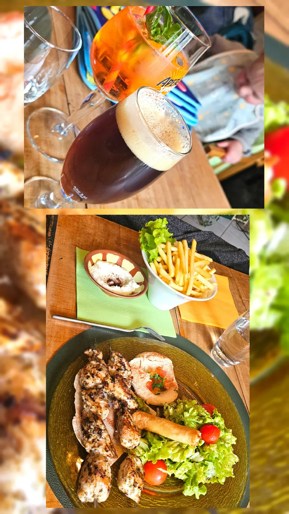 🇱🇧Chicken skewers and fries, cheese nem garlic cream and salad🇱🇧|KWAII69さん