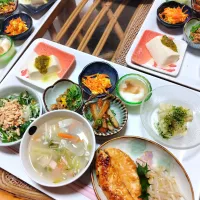 ささみのマヨ焼き肉のタレ焼定食です✨