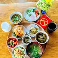 幸せ元気朝ごはん食べました^ ^満腹笑