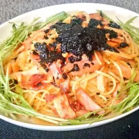 ベーコンと水菜のウニバターパスタ🍝|原田智基さん