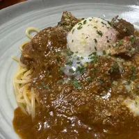 極辛チキンカレースパ🍛🍝温玉乗せ🍳|buhizouさん