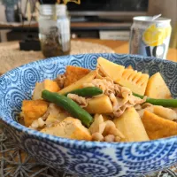 豚こま筍厚揚げﾋﾟﾘ辛煮|まりおさん