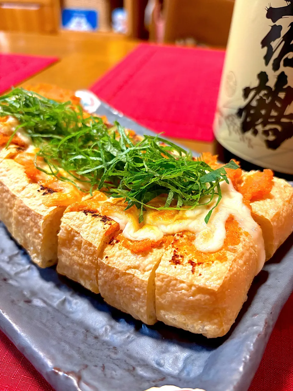 油揚げの明太チーズ焼き|おかちさん