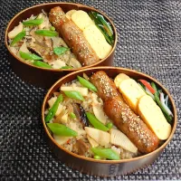 母とムスコのラブラブおソロ♪たけのこご飯乗っけ弁当|からあげビールさん