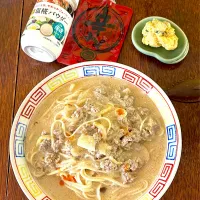ランチ♯豆乳担々うどん| 小松菜さん