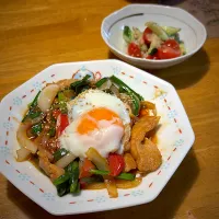 豚肉の甘辛プルコギとトマトときゅうりのツナサラダ|もえさん