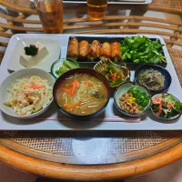 ちくわのチーズ紫蘇肉巻き定食です✨