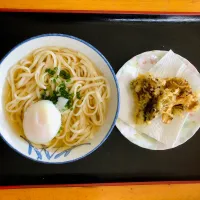 温玉うどんと舞茸の天ぷら|マユマユさん