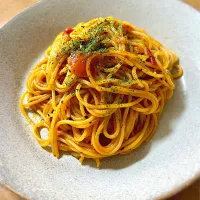 ハンバーグの残りソースとミニトマトのパスタ|deekay71さん