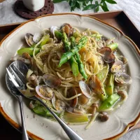 ワンパン☆アスパラボンゴレビアンコ|スイーツポテトさん