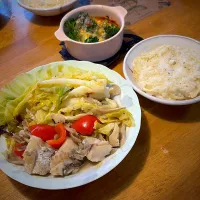 野菜と白身魚のアクアパッツァと、ブロッコリーのチーズ焼きと、玉ねぎのクリームリゾット|もえさん
