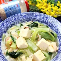 チンゲン菜 木綿豆腐 カニカマの中華煮込み