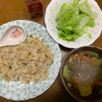 昼食　チャーハン、春雨スープ|ATさん