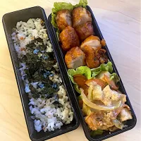 明日の昼飯シリーズ、唐揚げ、よくわかんない豆腐野菜炒め弁当| masaさん