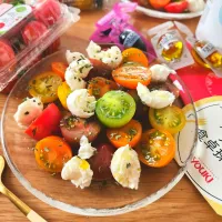 手作りカッテージチーズでトマトのサラダ