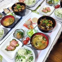 麻婆茄子丼、定食です✨