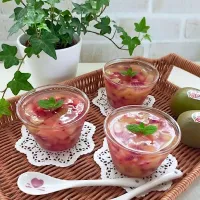ルビーレッドキウイのゼリー☺️🥝