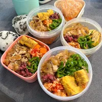 トマトの炊き込みご飯、息子が作った生姜焼き、野菜スープ。|hanakoさん