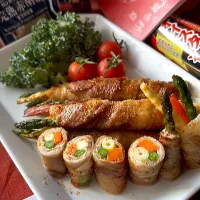 肉巻き野菜のオイスター炒め|とんちんさん