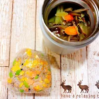 🐷昼【自分弁：豚汁＆おにぎり】🍙