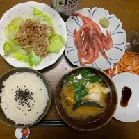 夕食　甘エビ刺身定食|ATさん