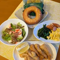 ☆チキンスティック　☆ポパイエッグ　☆豆腐サラダ　☆ミスタードーナツ|chikakoさん
