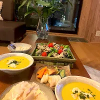 筍ご飯　ぬか漬け　鰯の梅干し巻き　かぼちゃスープ|izunさん