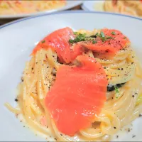 Spaghetti al salmone, spinaci e crema di limone| kazaneさん