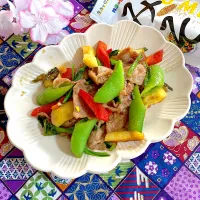 豚肉と春野菜のつぶみそ炒め✨
