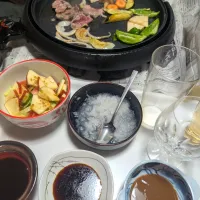 4/26（日）夕食。生ラムと野菜の鉄板焼。豆茶飯。|へいちゃんさん