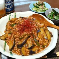 肉の日～💗大豆ミートで麻婆茄子🍆