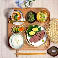 ステーキと茶碗蒸しの献立| すずさん