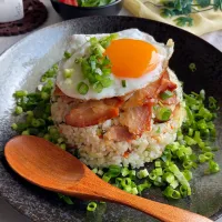 チャーシュー＆目玉焼きのっけ☆チャーハン