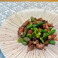 ホタルイカとそら豆・アスパラのバター醤油炒め| プーティさん