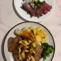 ヒレステーキと鰹のお刺身|めんちゃんさん
