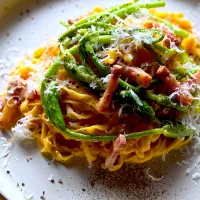 アスパラソバージュと手打ちパスタのカルボナーラ|keisukeさん