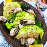 🔷🥬春キャベツと牡蠣の酒蒸し🔷